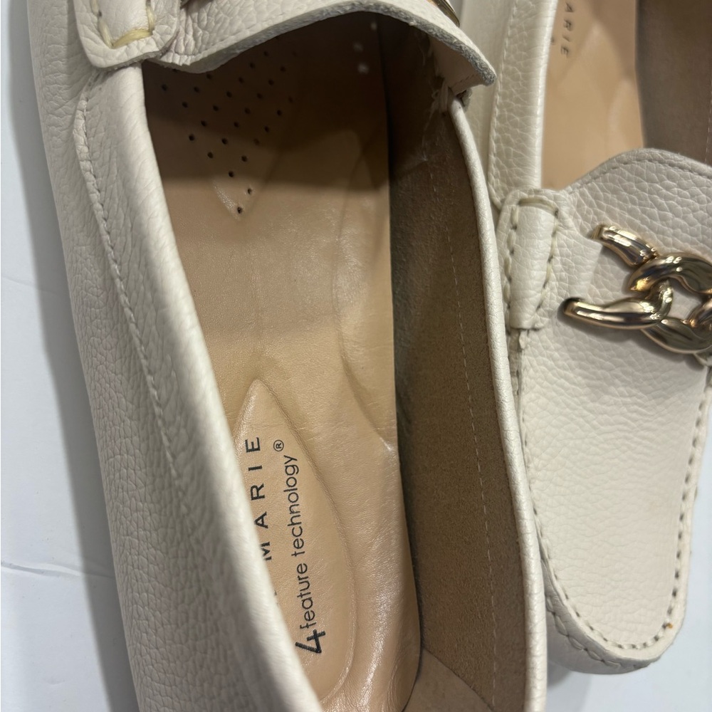 Alex Marie Cream Loafers with Gold Accent